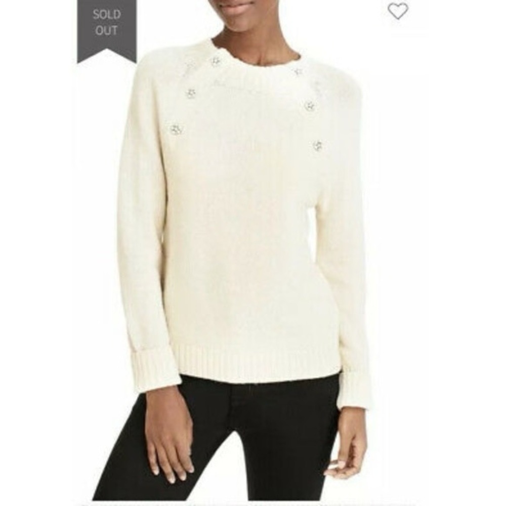 J. CREW | Ivory Sweater w/ Jeweled Buttons